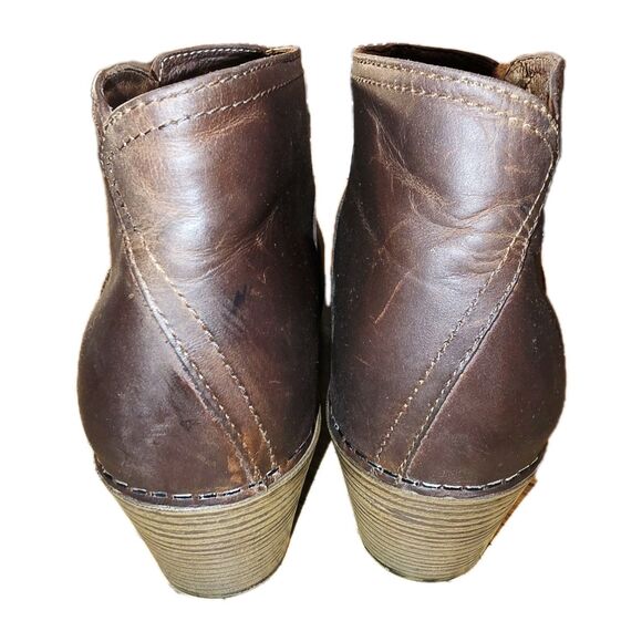 DANSKO MAX 10.5/11 Brown Distressed Leather Side Zip Comfort Heel Ankle Boots - Picture 7 of 12